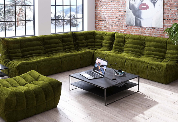 Большой бескаркасный диван ДеФранс для гостиной в стиле лофт, зеленый диван, комплект диванов